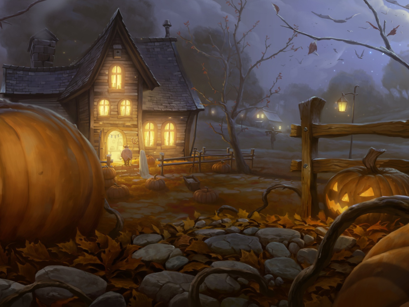 Хэллоуин страшный сад и дом