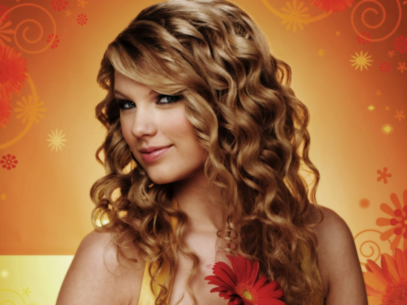 Taylor Swift в оранжевом фоне