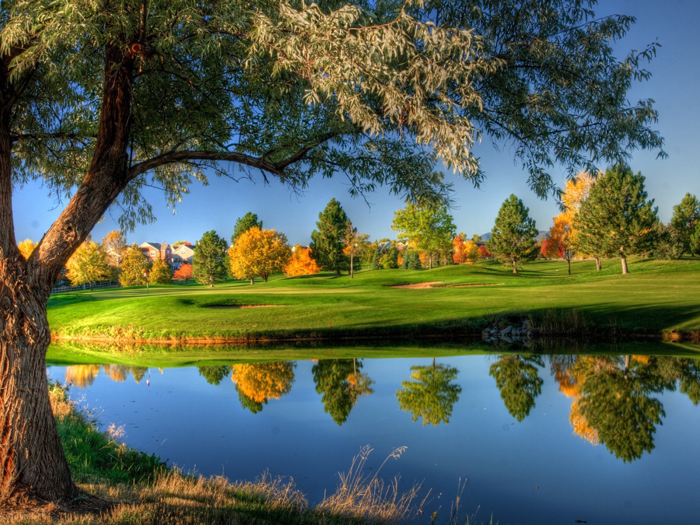 Поле для игры в гольф осенью