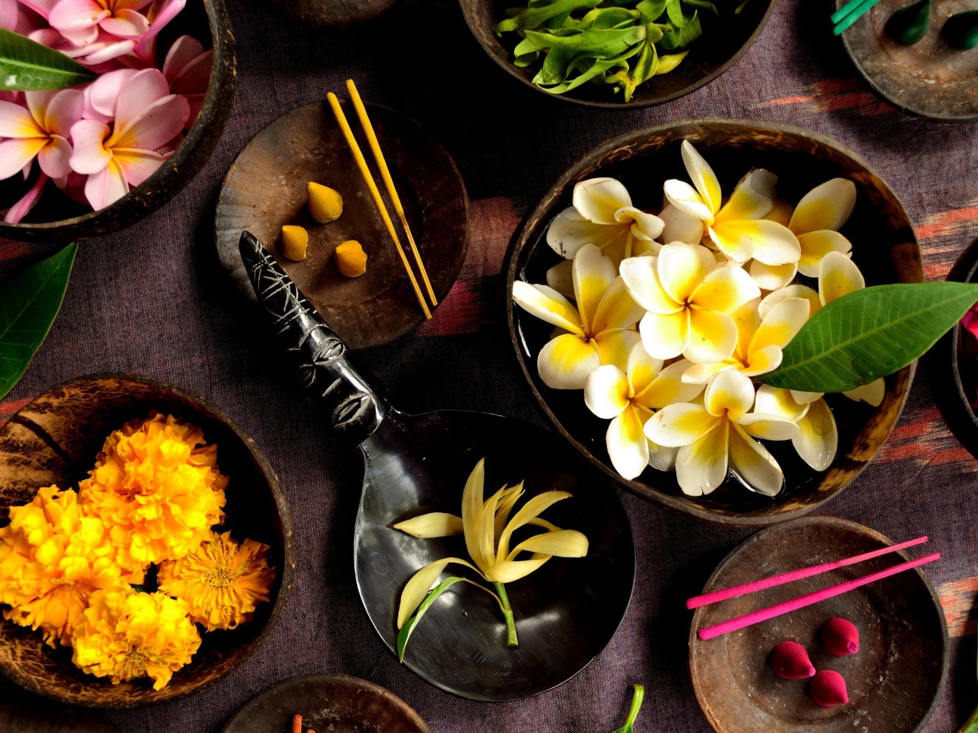 Цветочный гербарий на столе