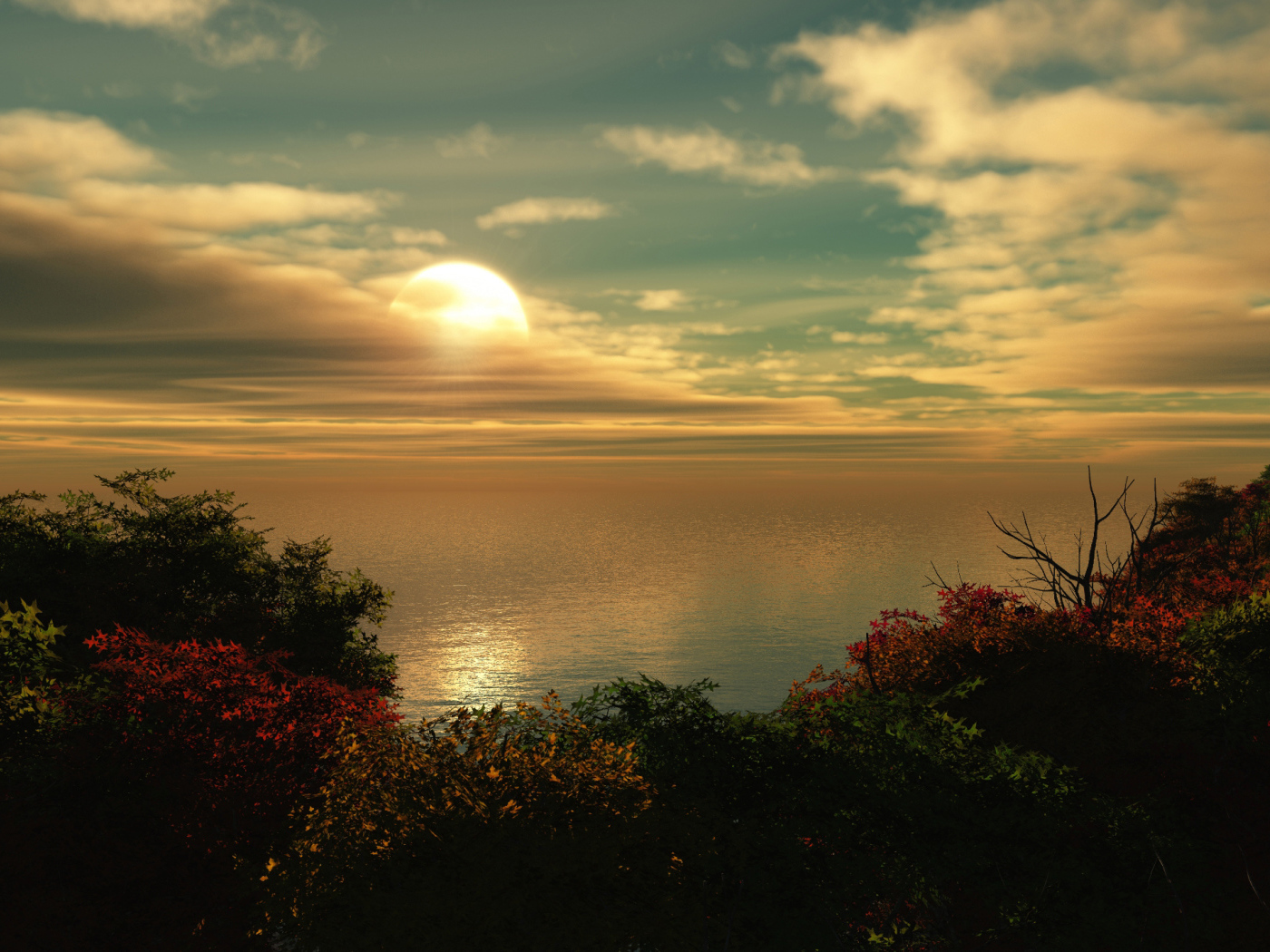 Солнце заходит за тучу