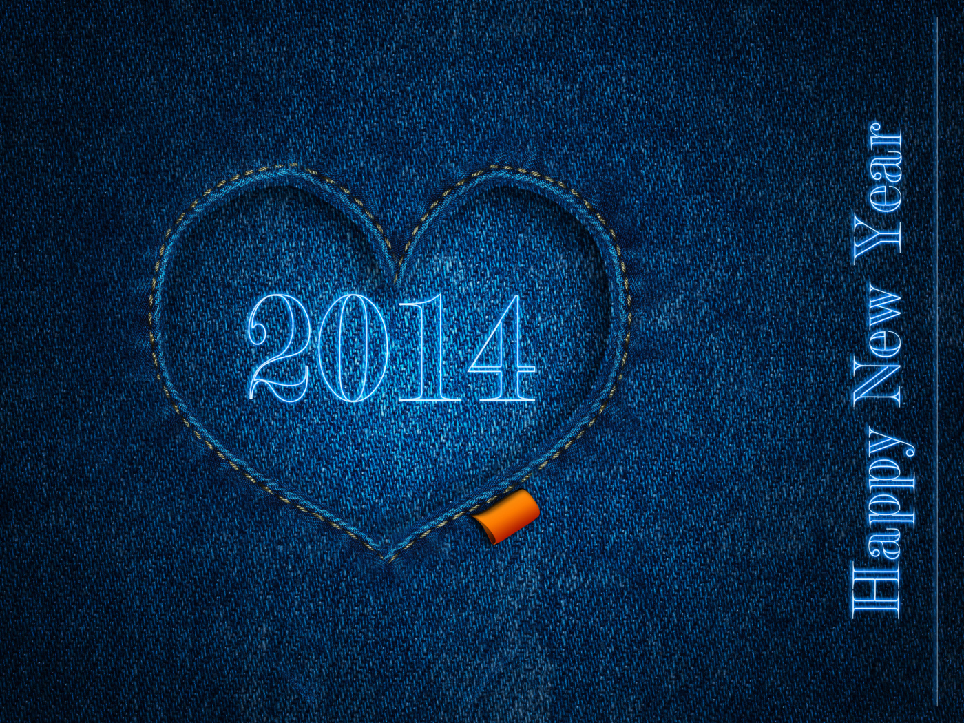 Happy New Year 2014, the bright blue background