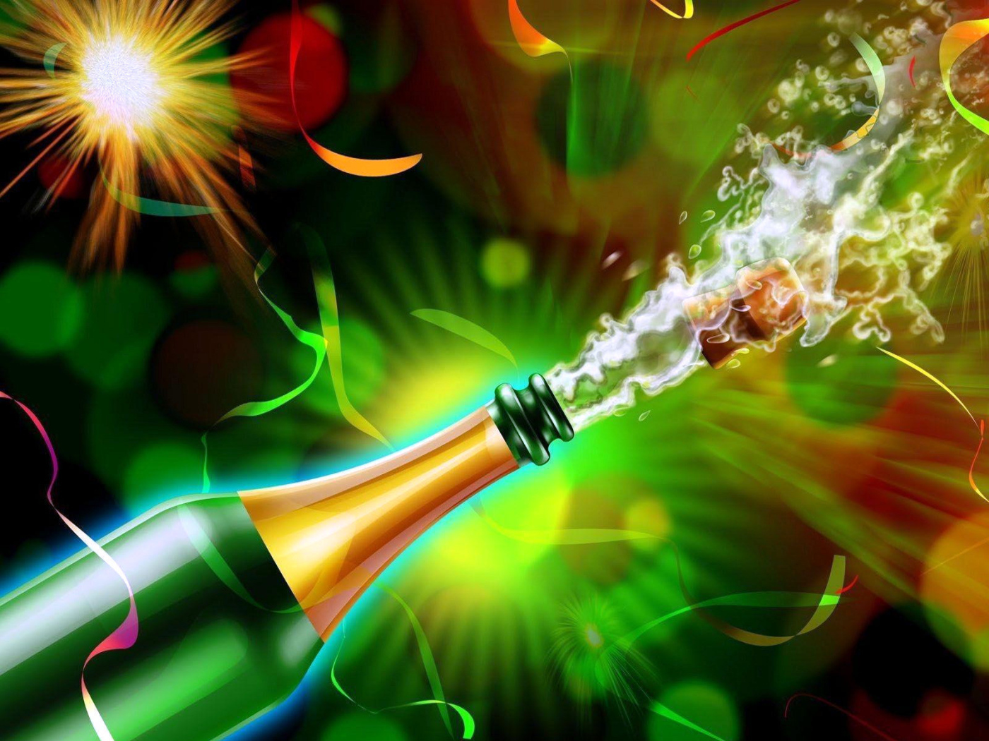 Счастливого Нового Года, открытие шампанского