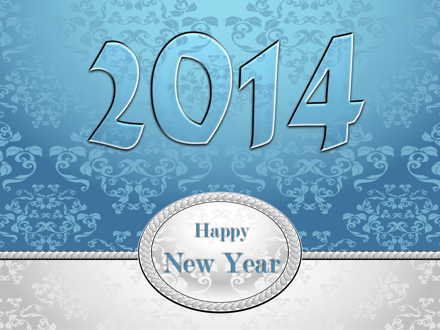 Счастливого нового года 2014, голубой и белый цвет