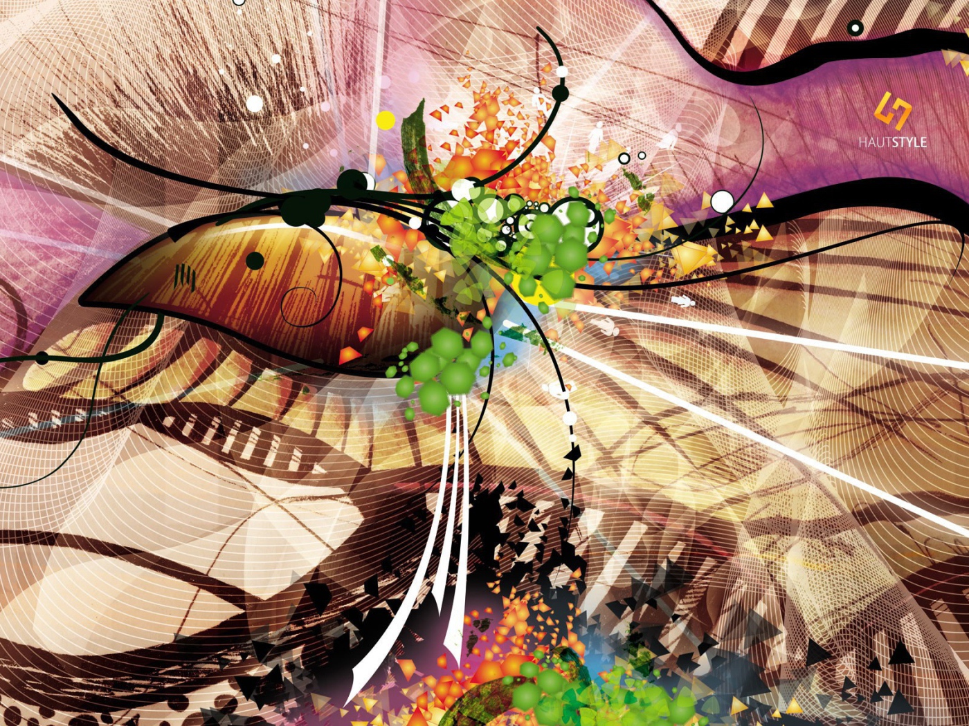 Абстрактное многоцветие с черными линиями