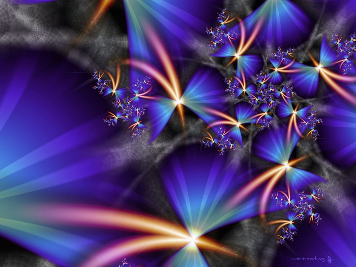 Синие лучи и цветы