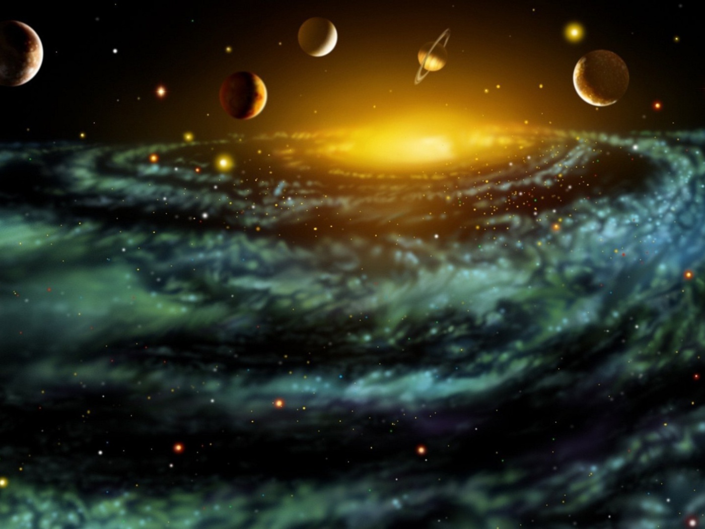 Планеты и звездная спираль