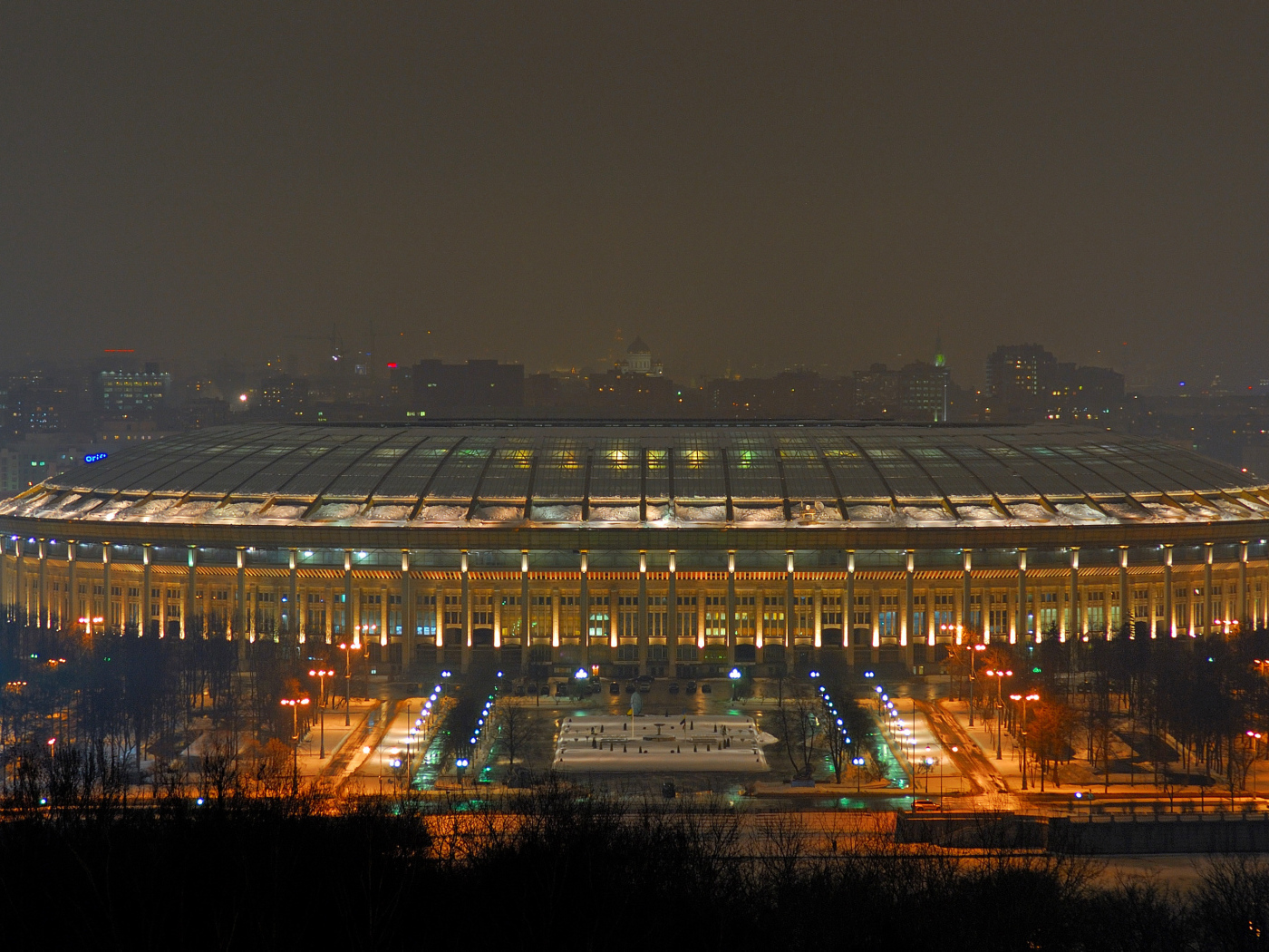 Stadium in moscow at night