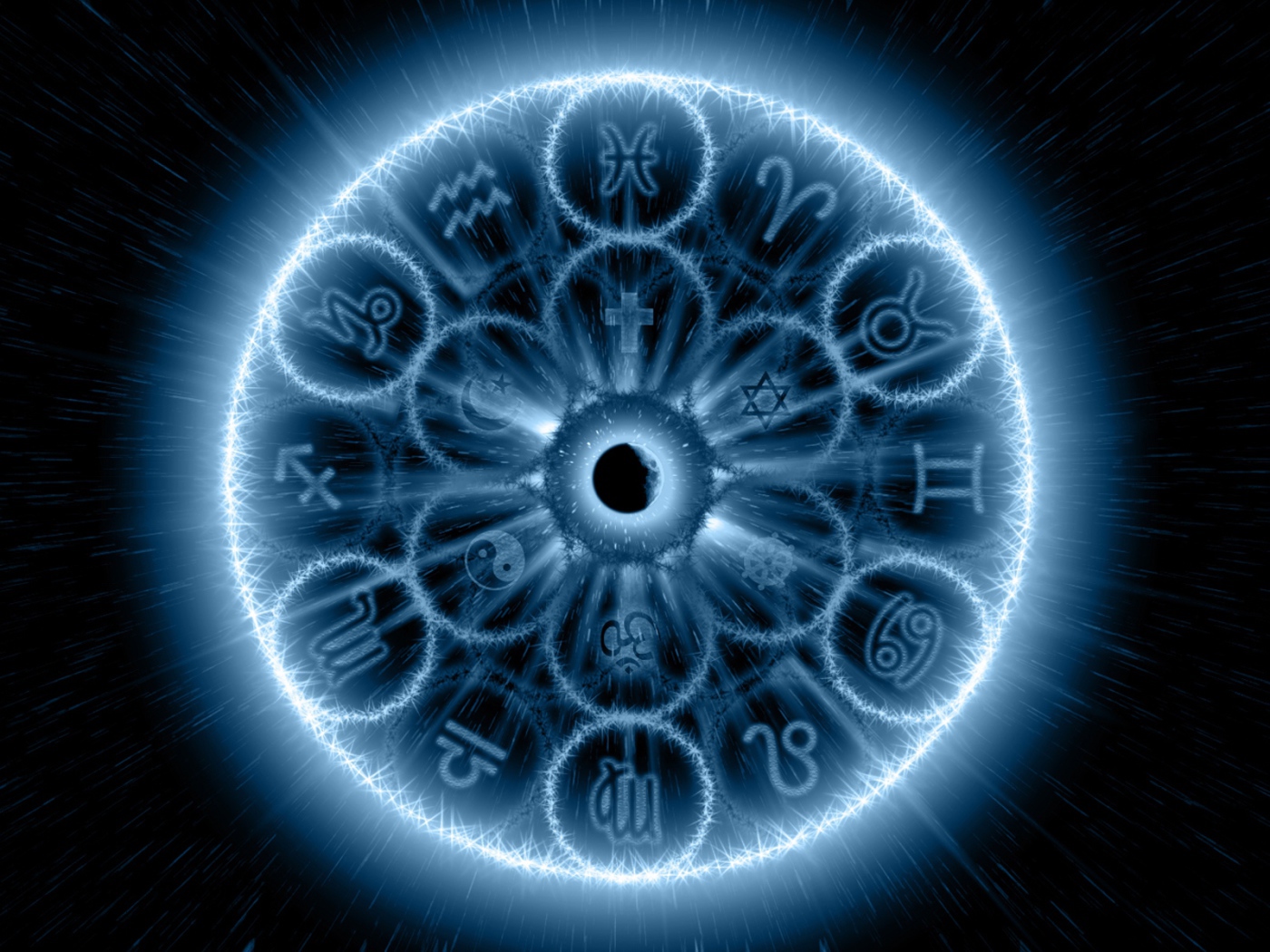 Знаки зодиака в голубом свечении