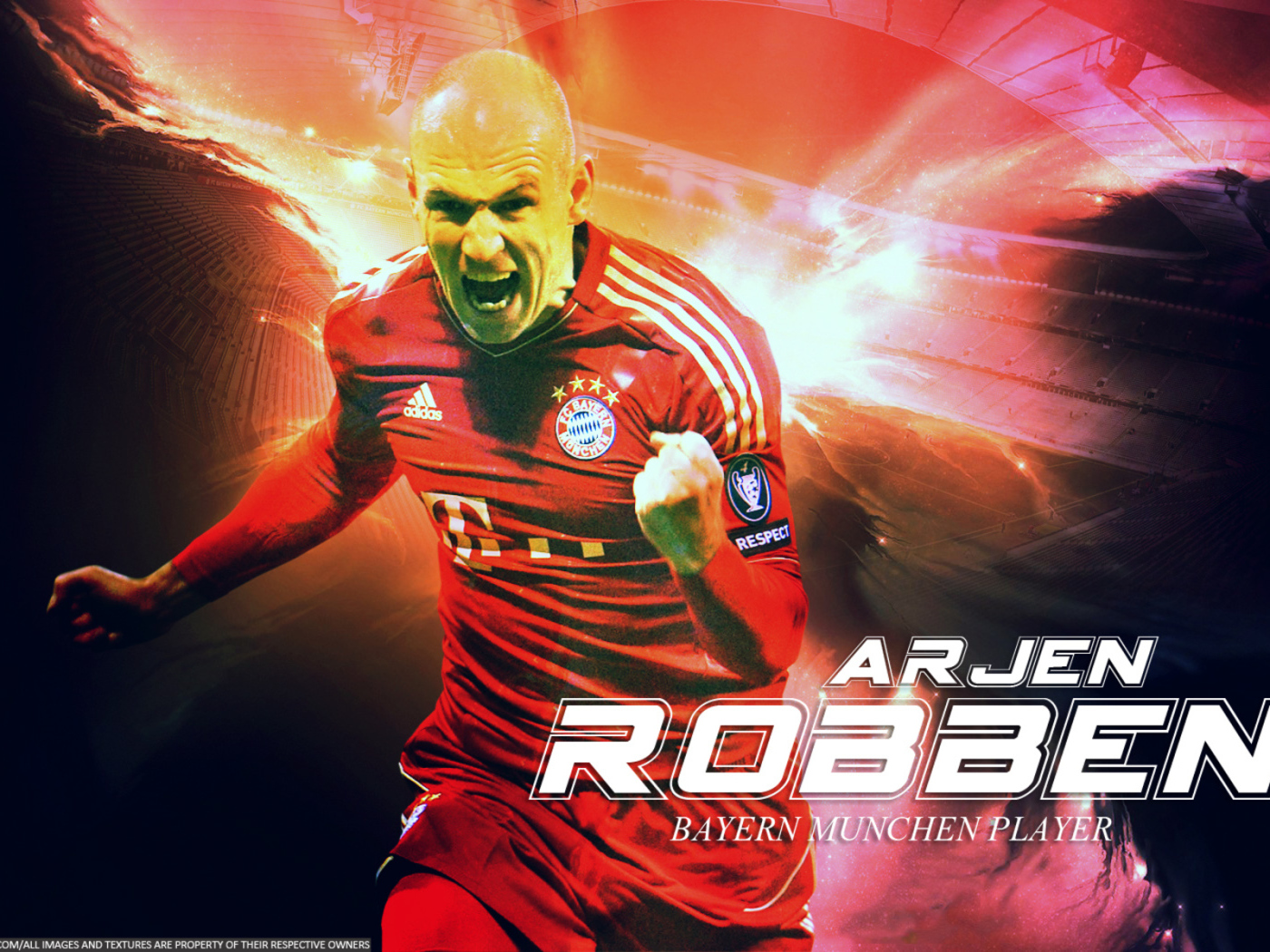 Бавария Арьен Роббен на красном фоне