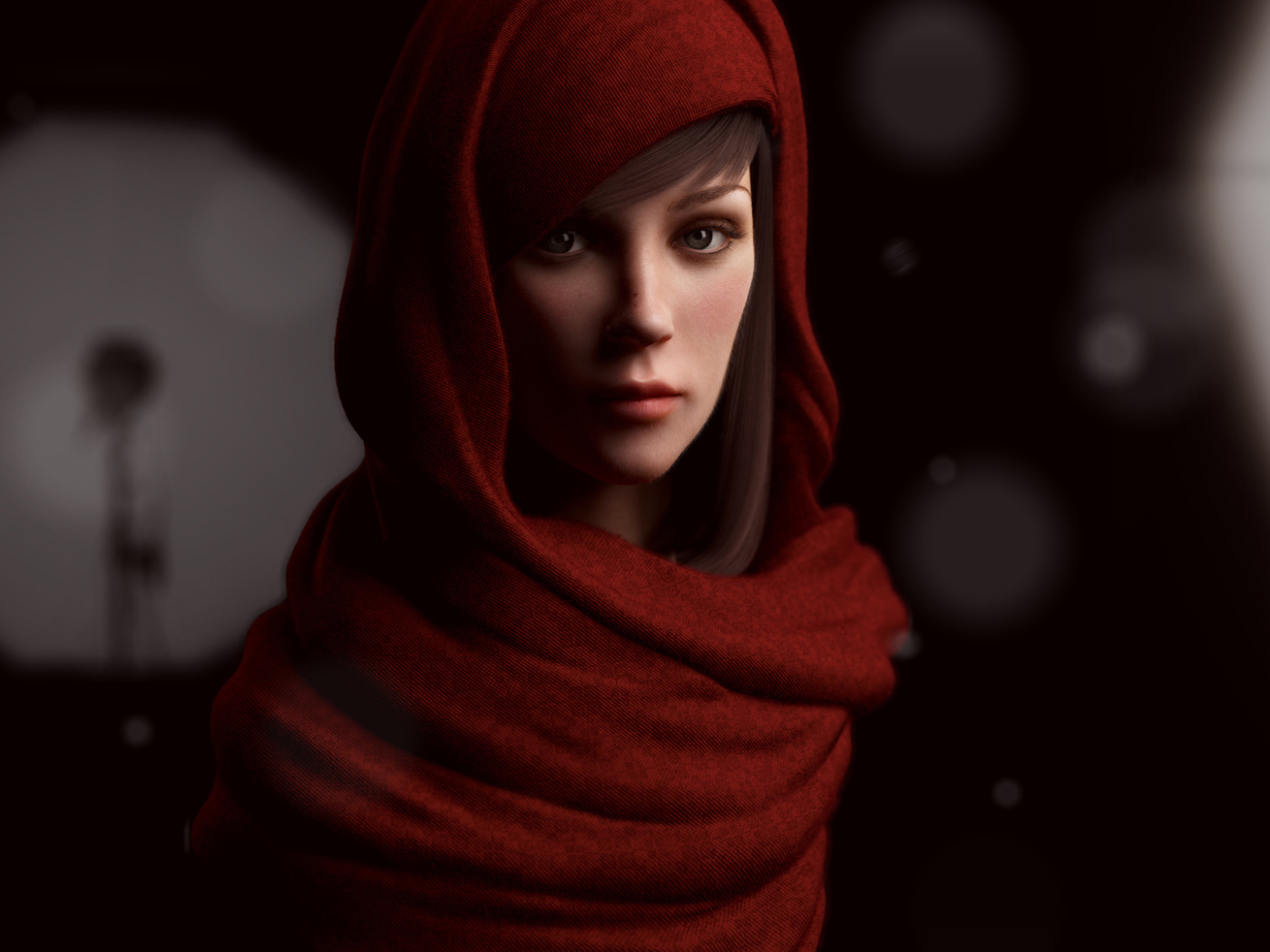 Girl in a nice red scarf