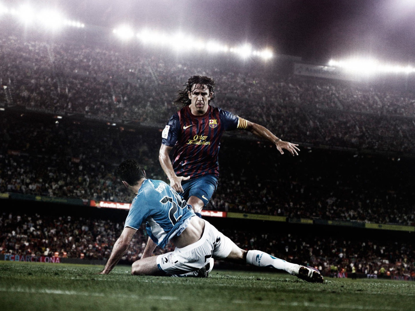 The football player of Barcelona Carles Puyol on the field