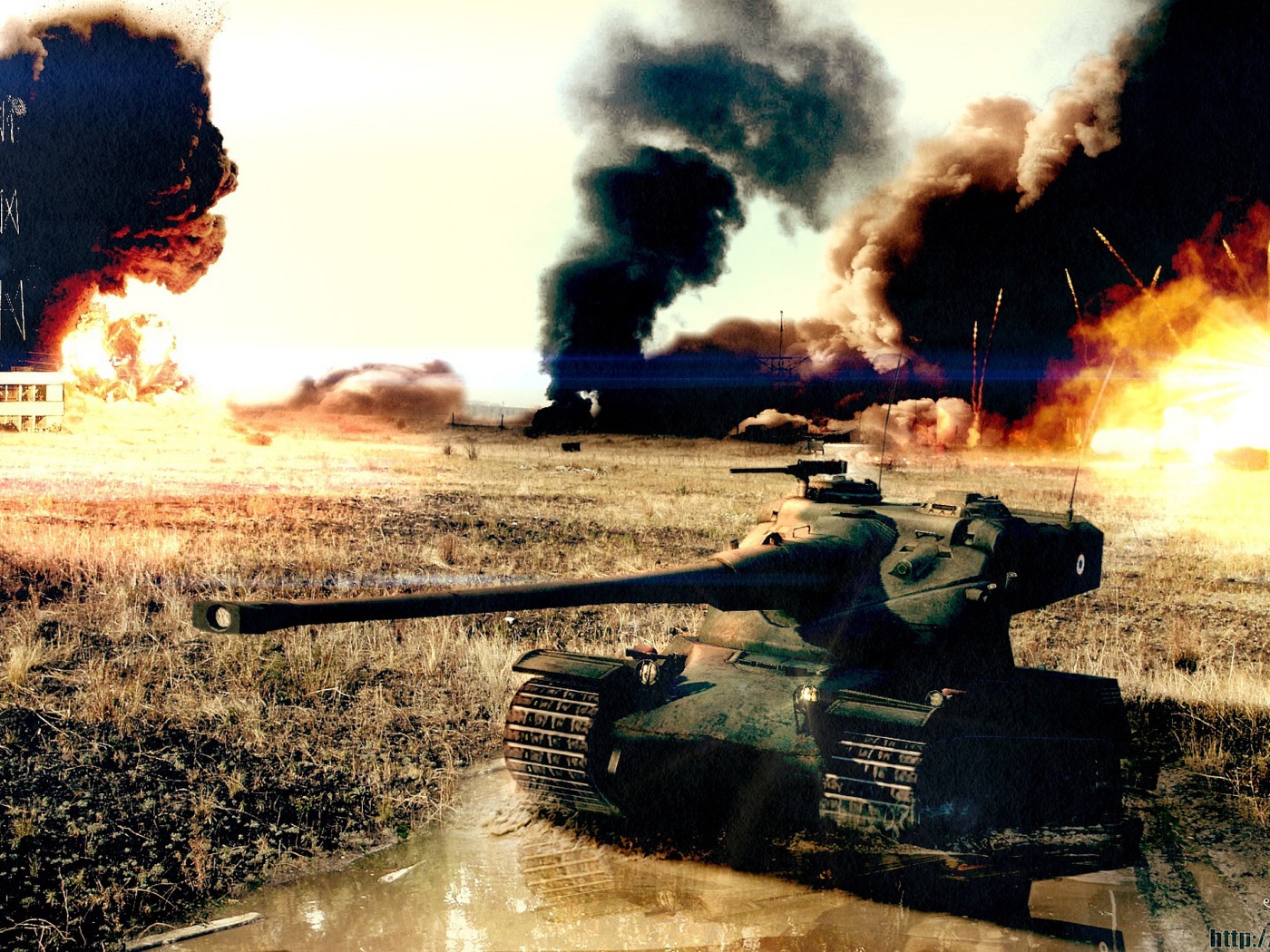 World of Tanks: tank under the rain of fire