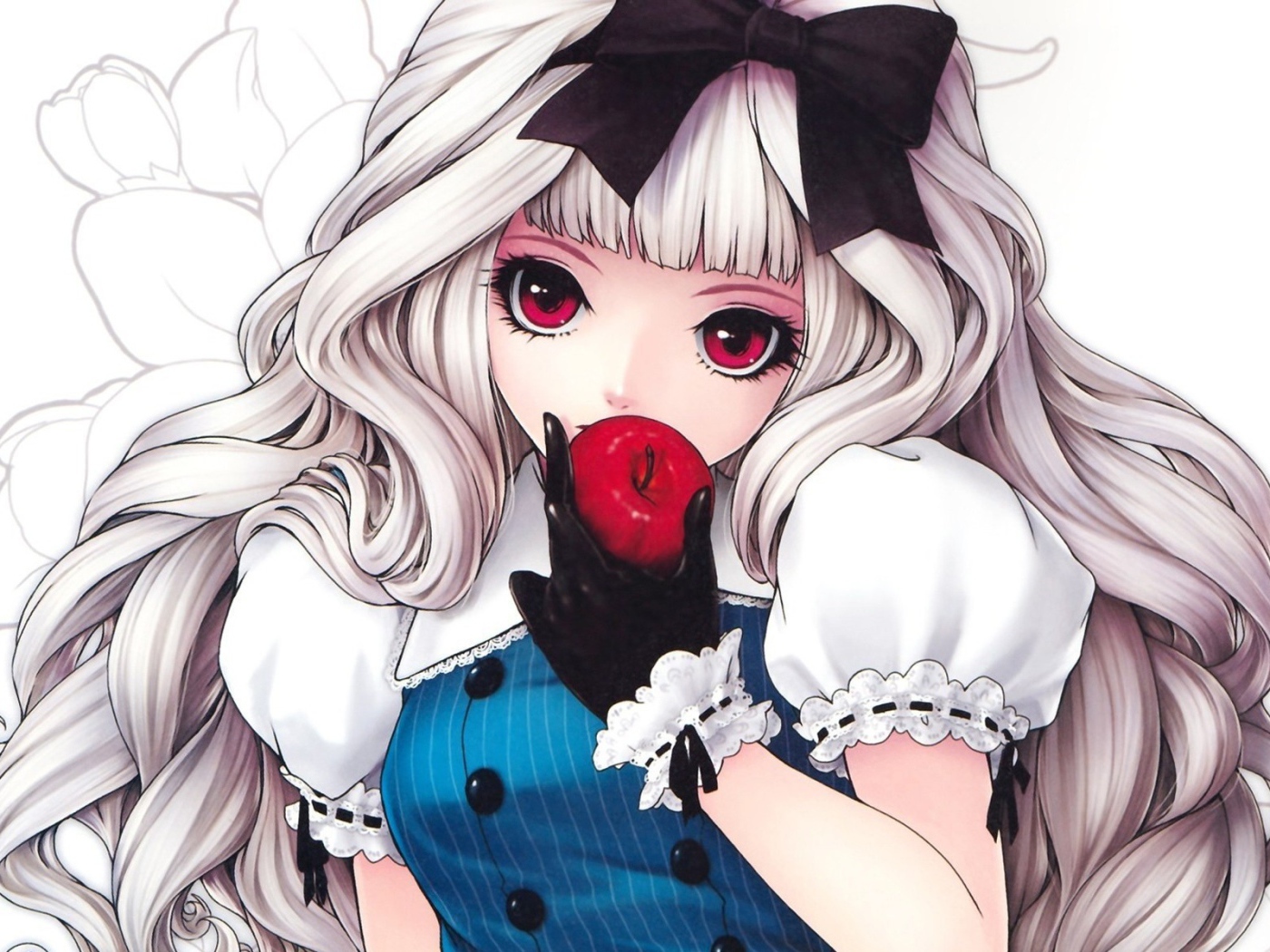 Девочка с красным яблоком