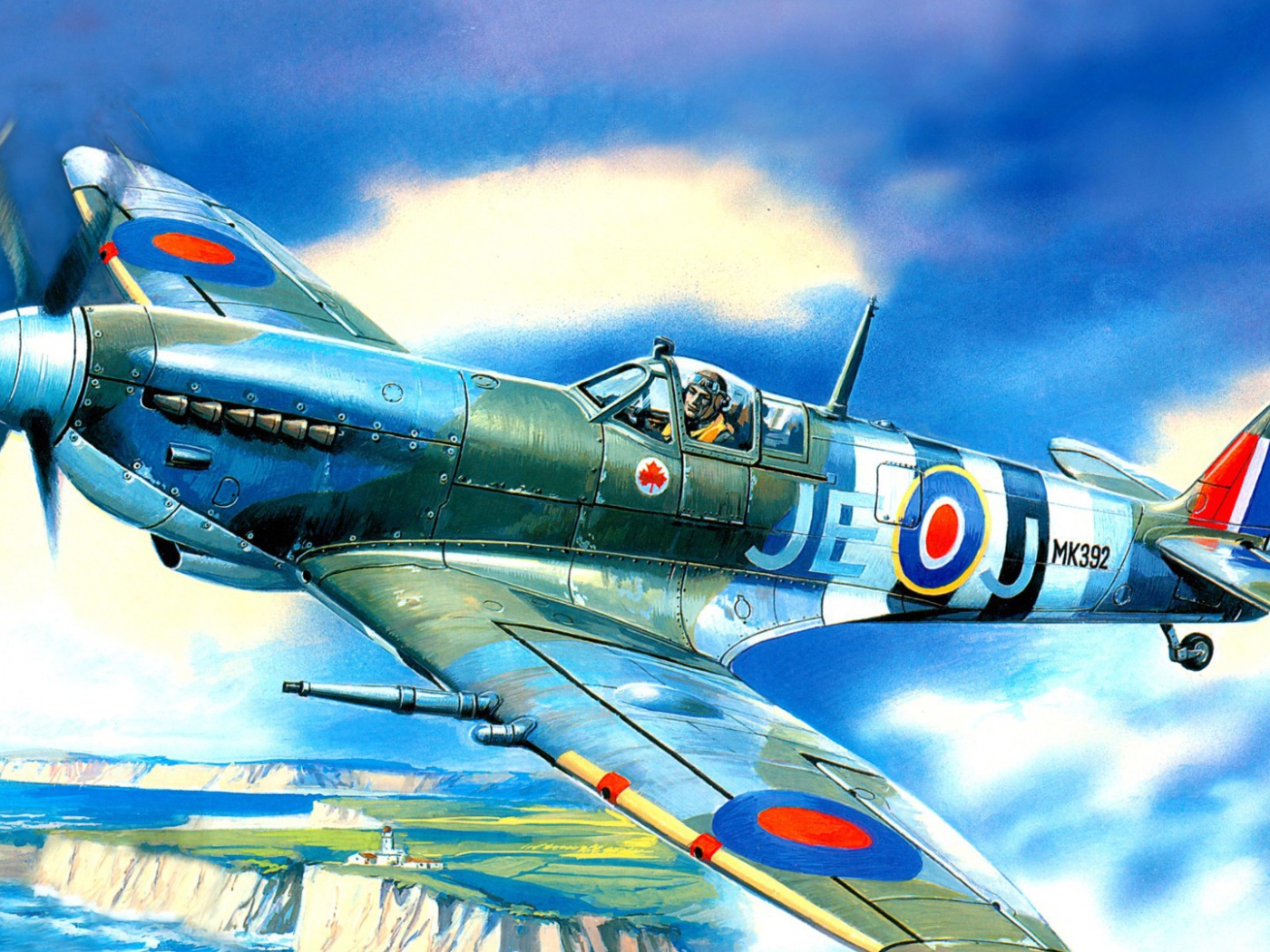 Самолет над заливом