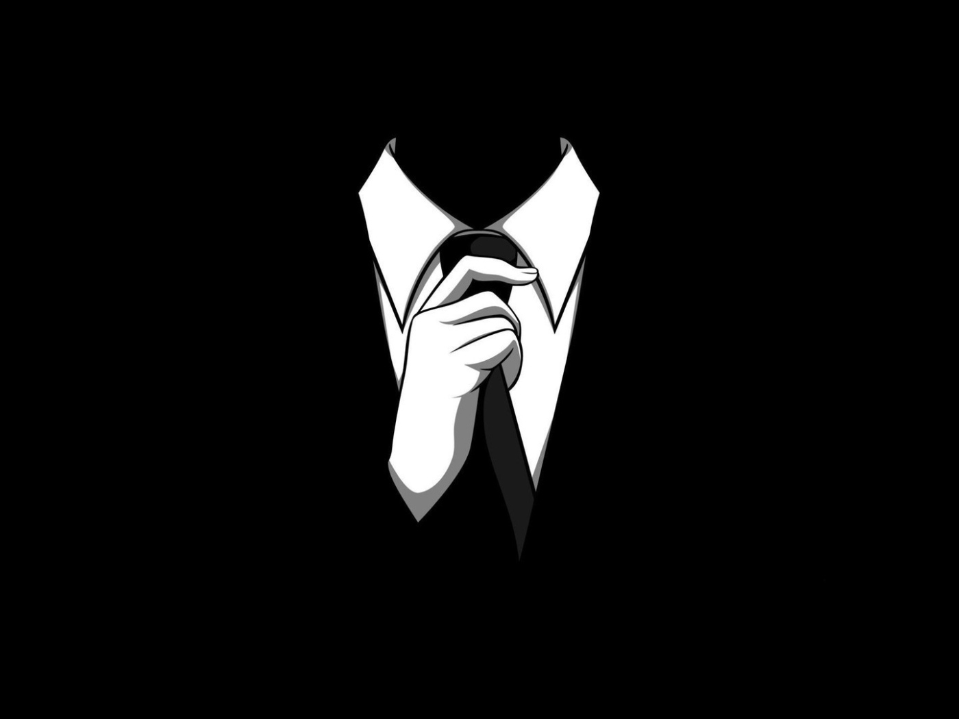 Человек в галстуке на черных обоях