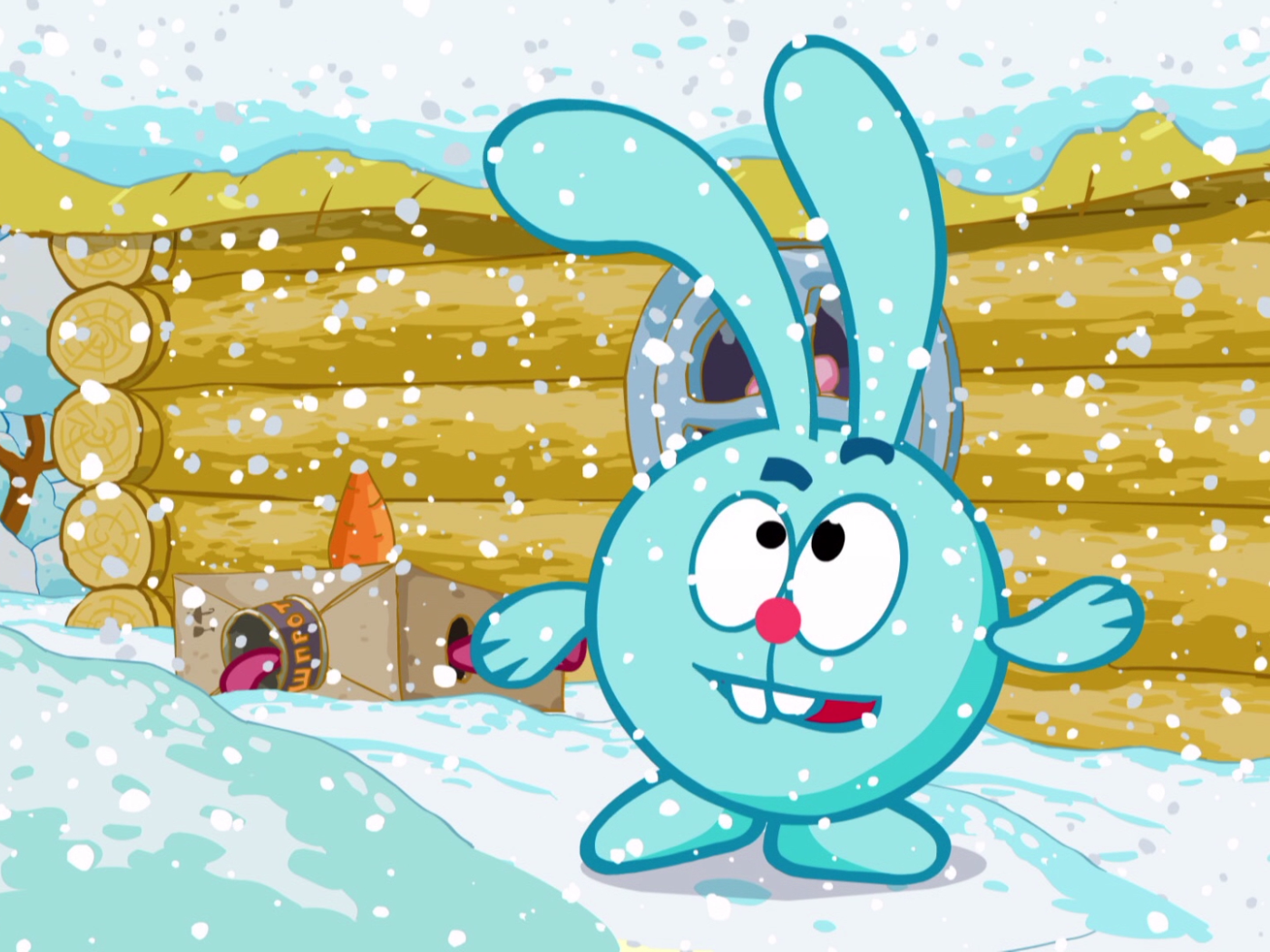 Snowfall in the cartoon Kikoriki