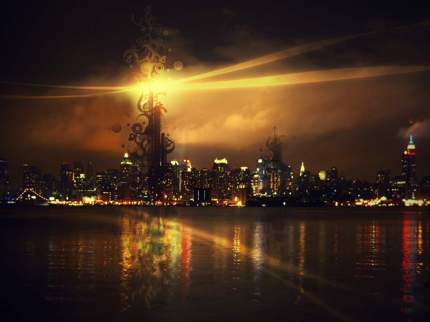 Городской пейзаж с рисунком