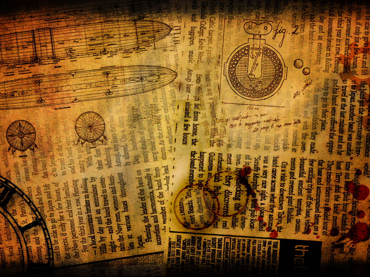 Чертежи на газетах стимпанк