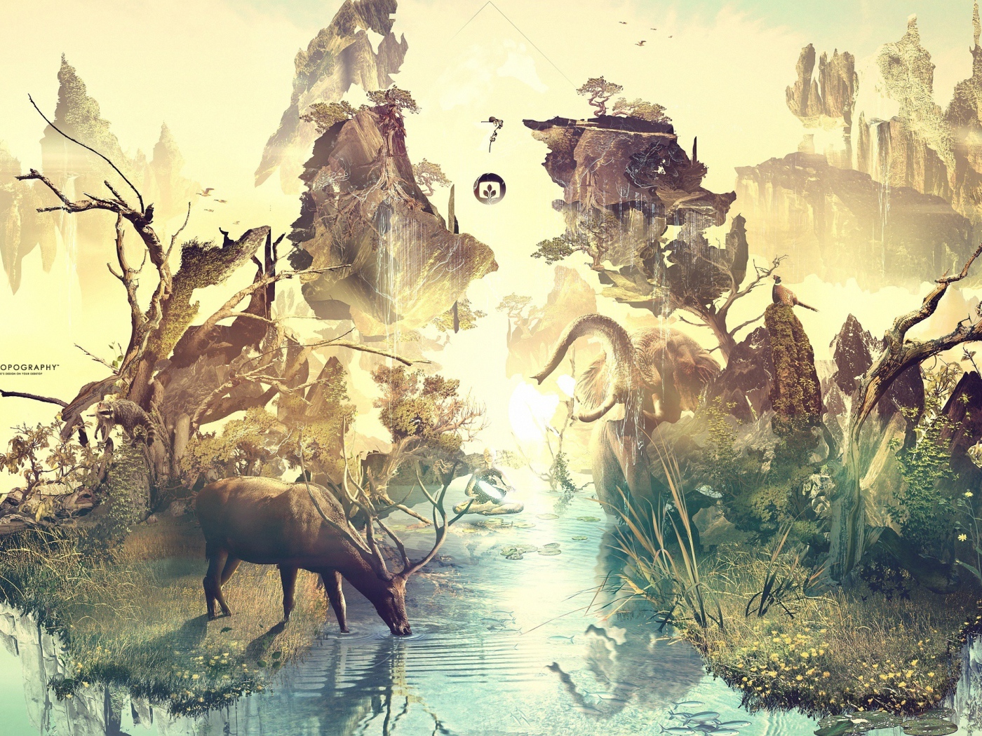 Олень на водопое