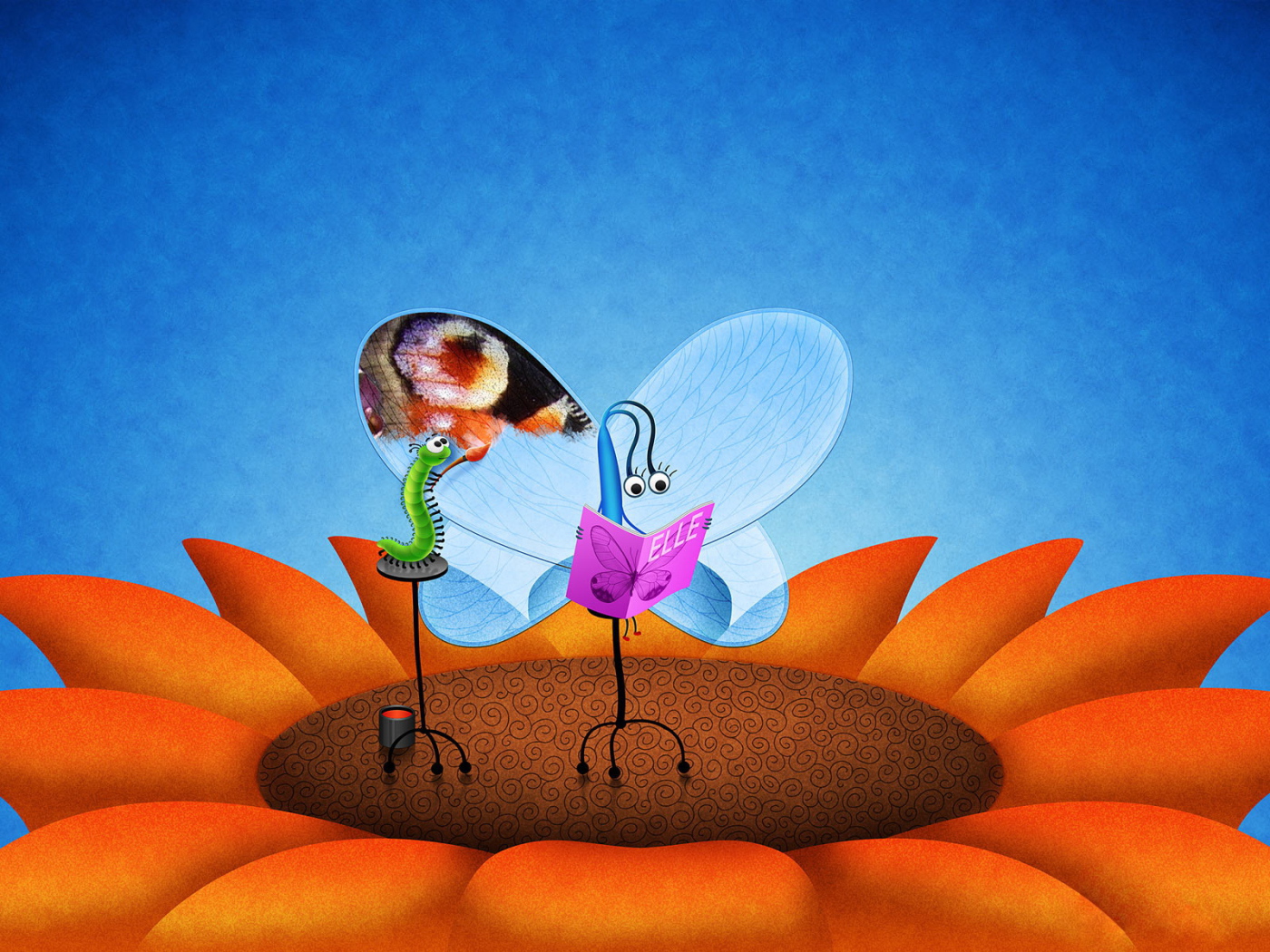 Гусеница раскрашивает бабочку