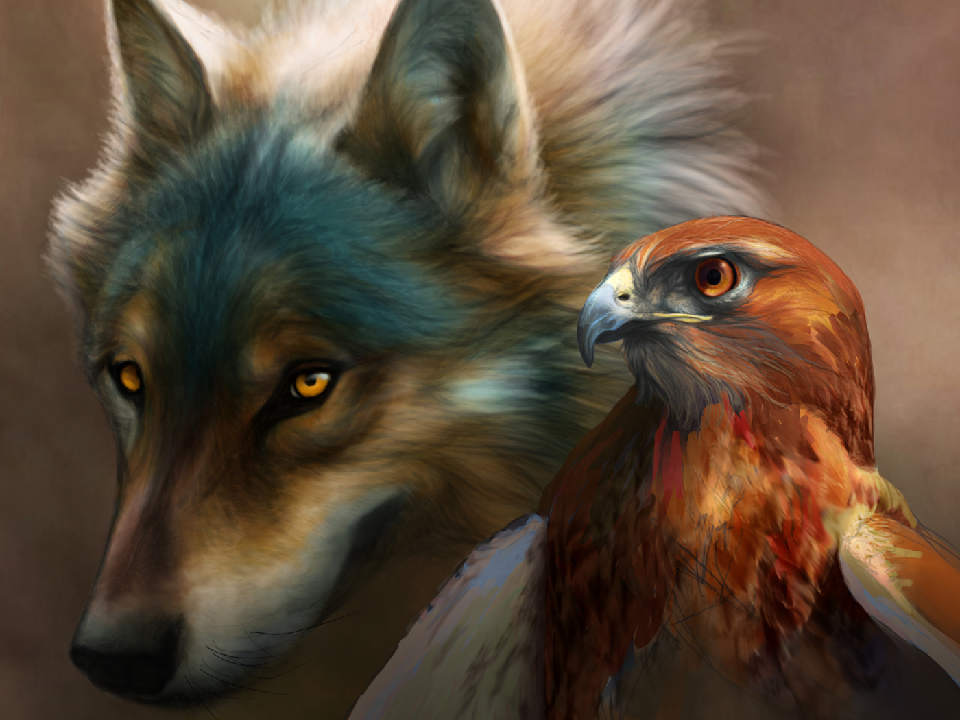 Голова волка и орла