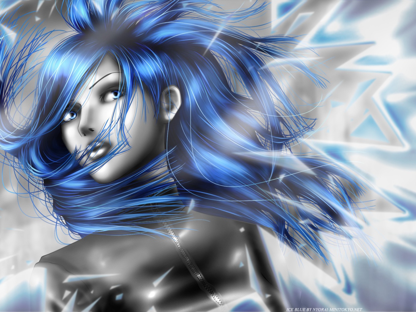 Женщина с синими волосами