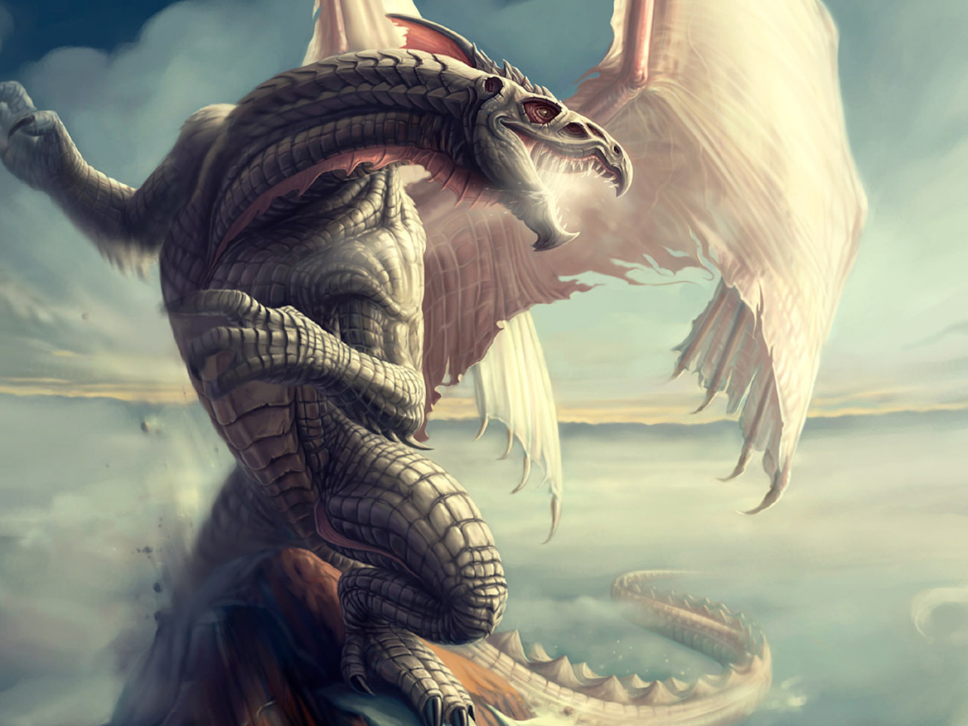 Дракон с белыми крыльями