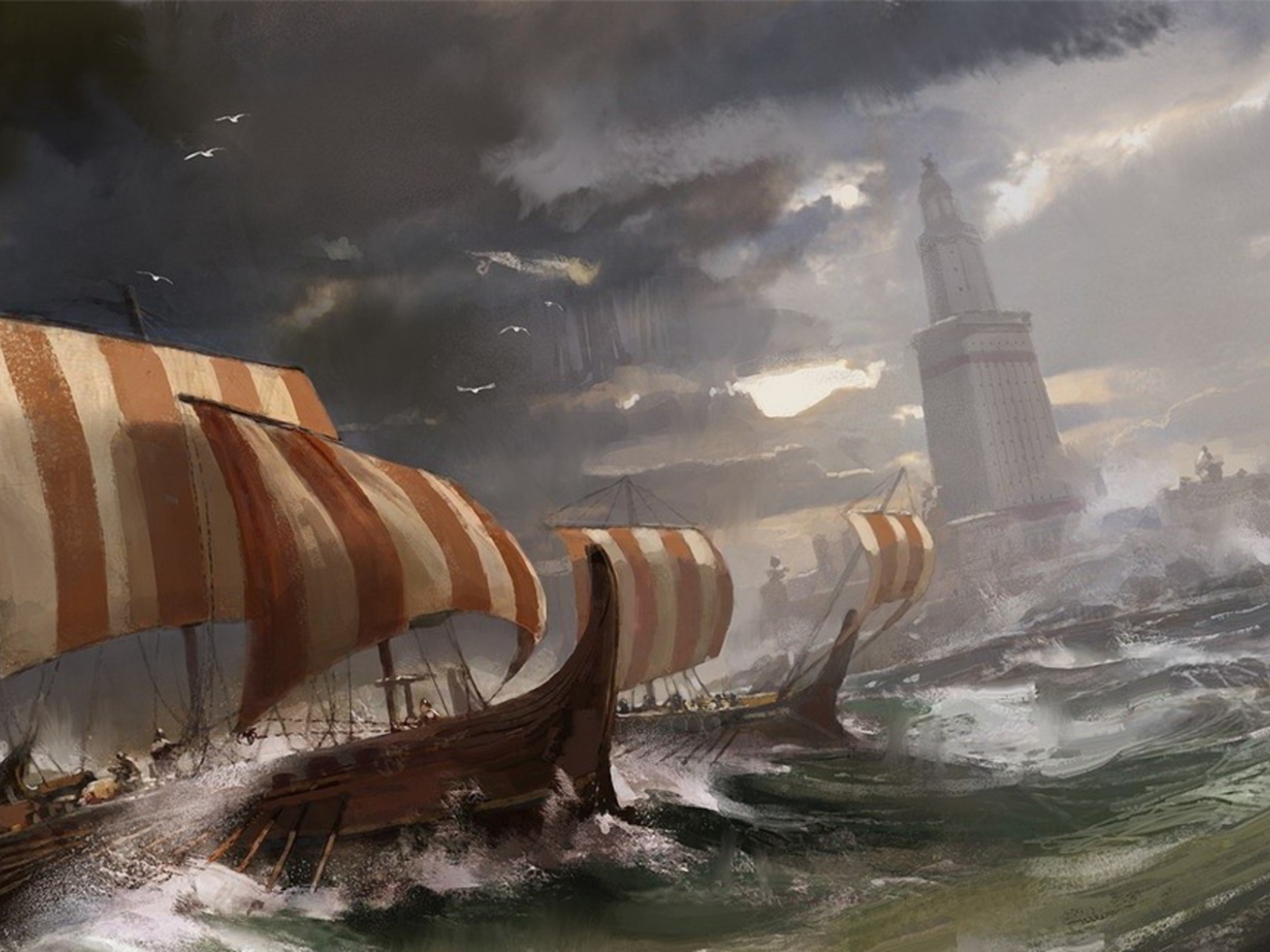 Корабли викингов у вражеской крепости