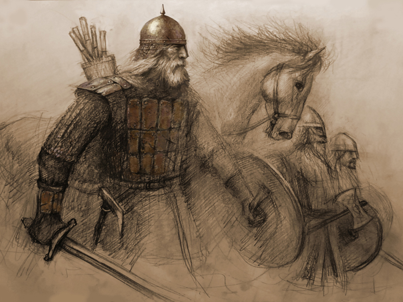 Викинг с боевым конем