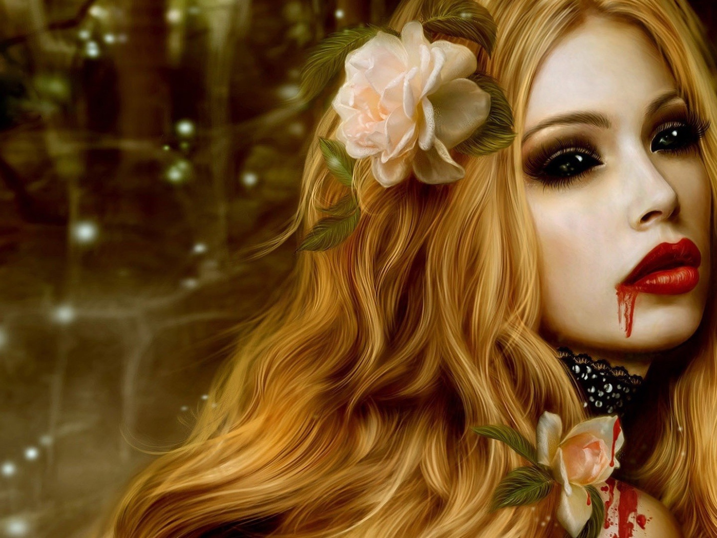 Блондинка с кровью на губах