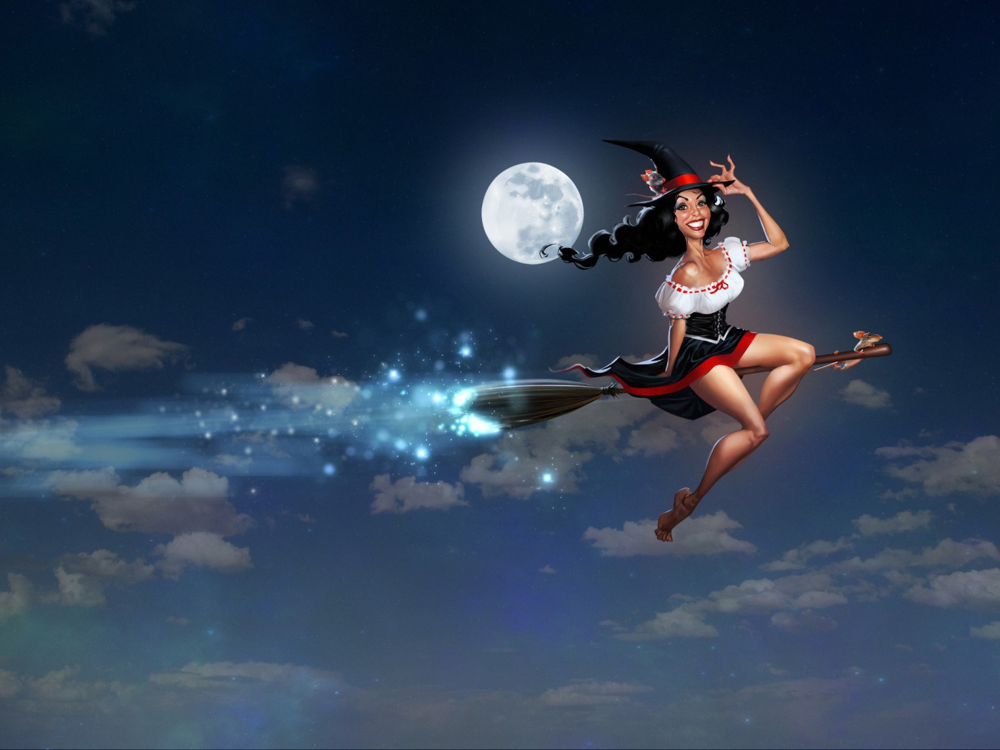 Ведьма летит на метле