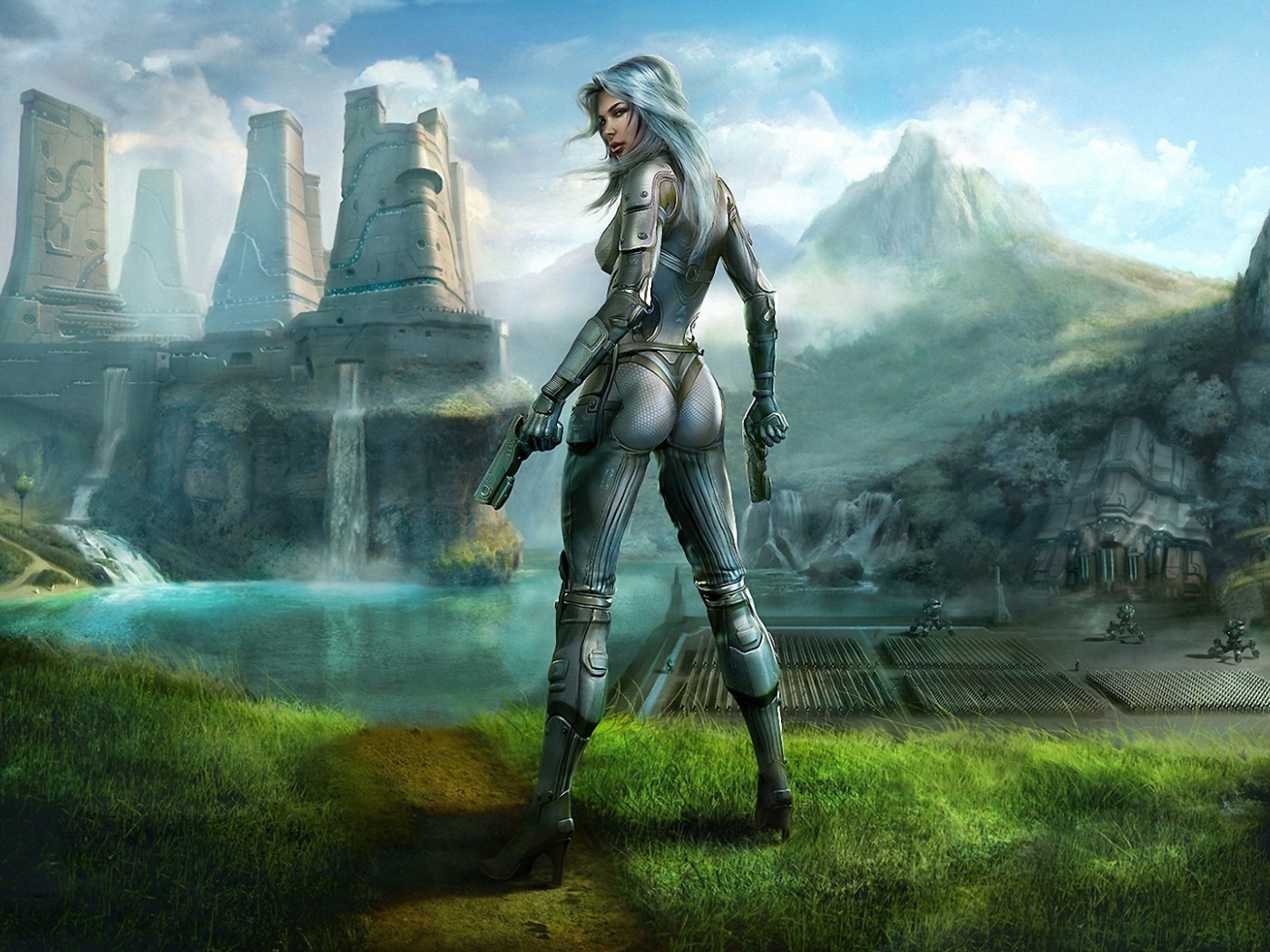 Восход Земли CG девушка