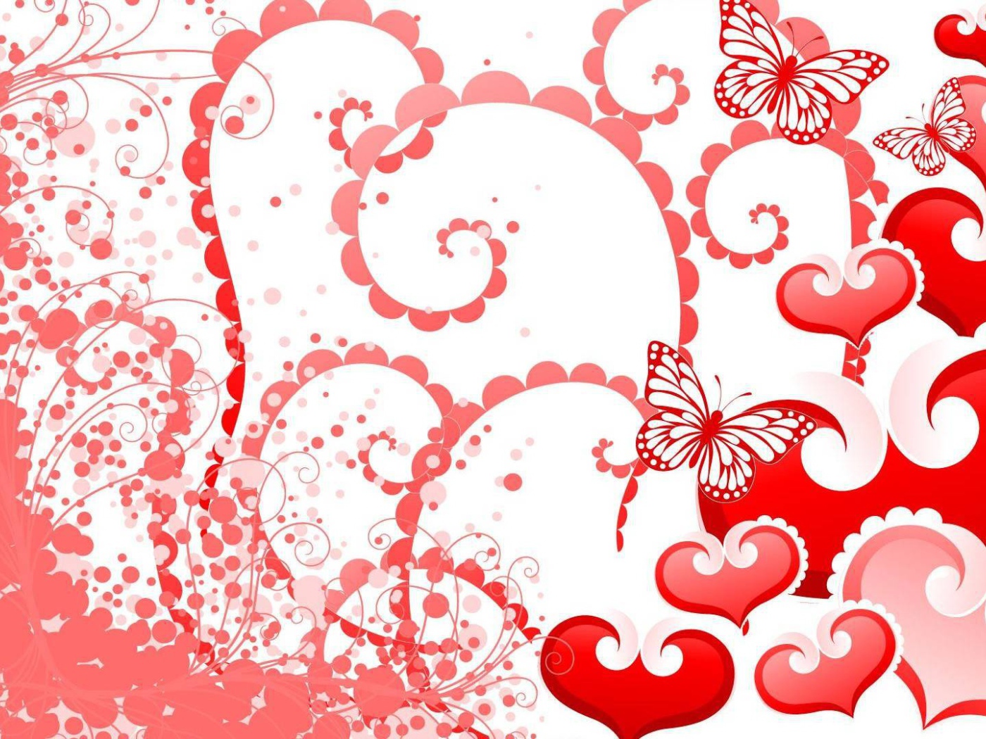 Бабочки и сердца на День Святого Валентина 14 февраля