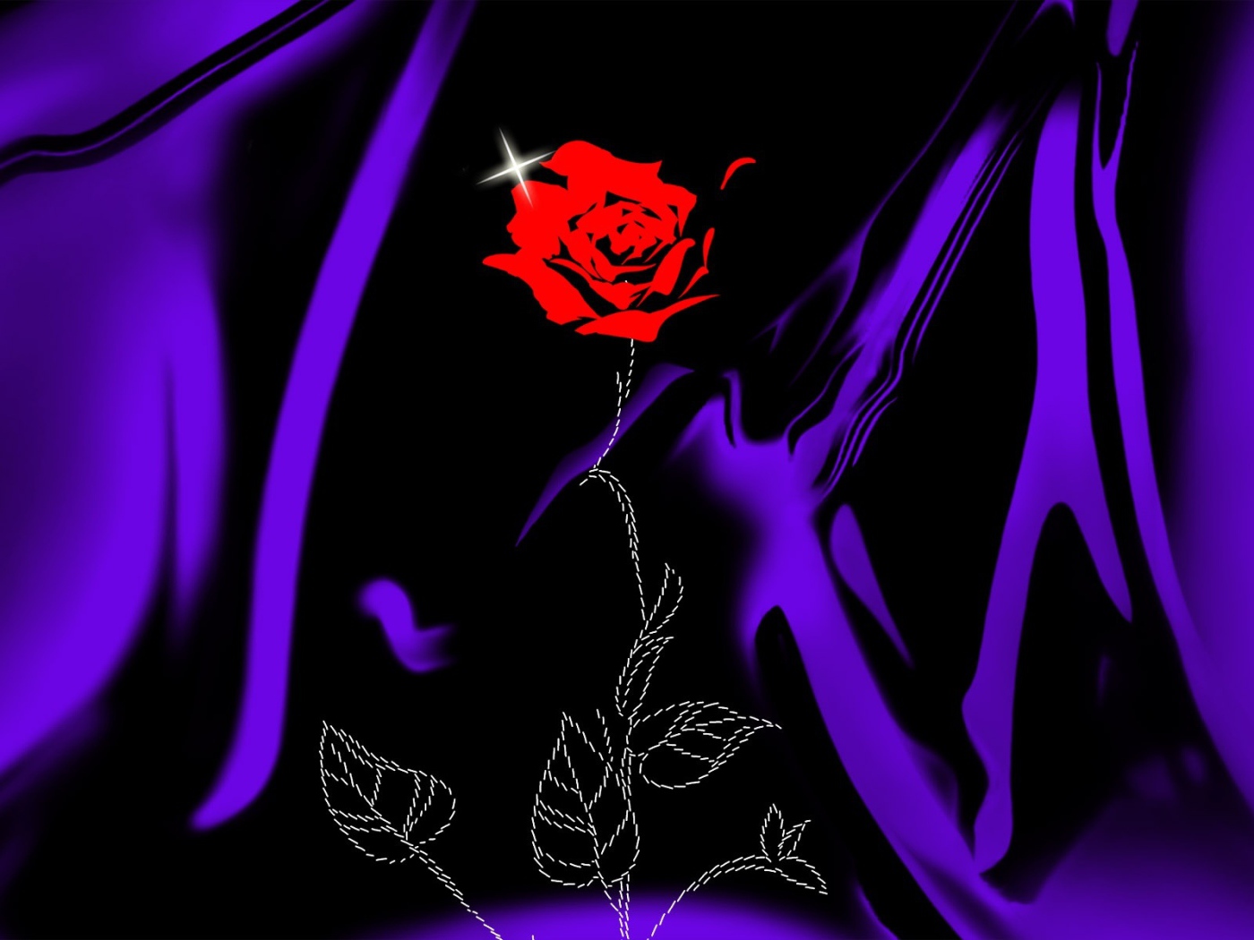 Роза на сиреневой ткани на День Святого Валентина