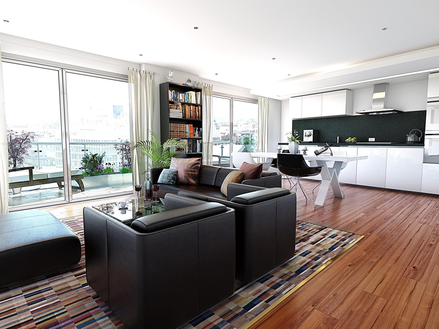 Интерьер комнаты с кухней