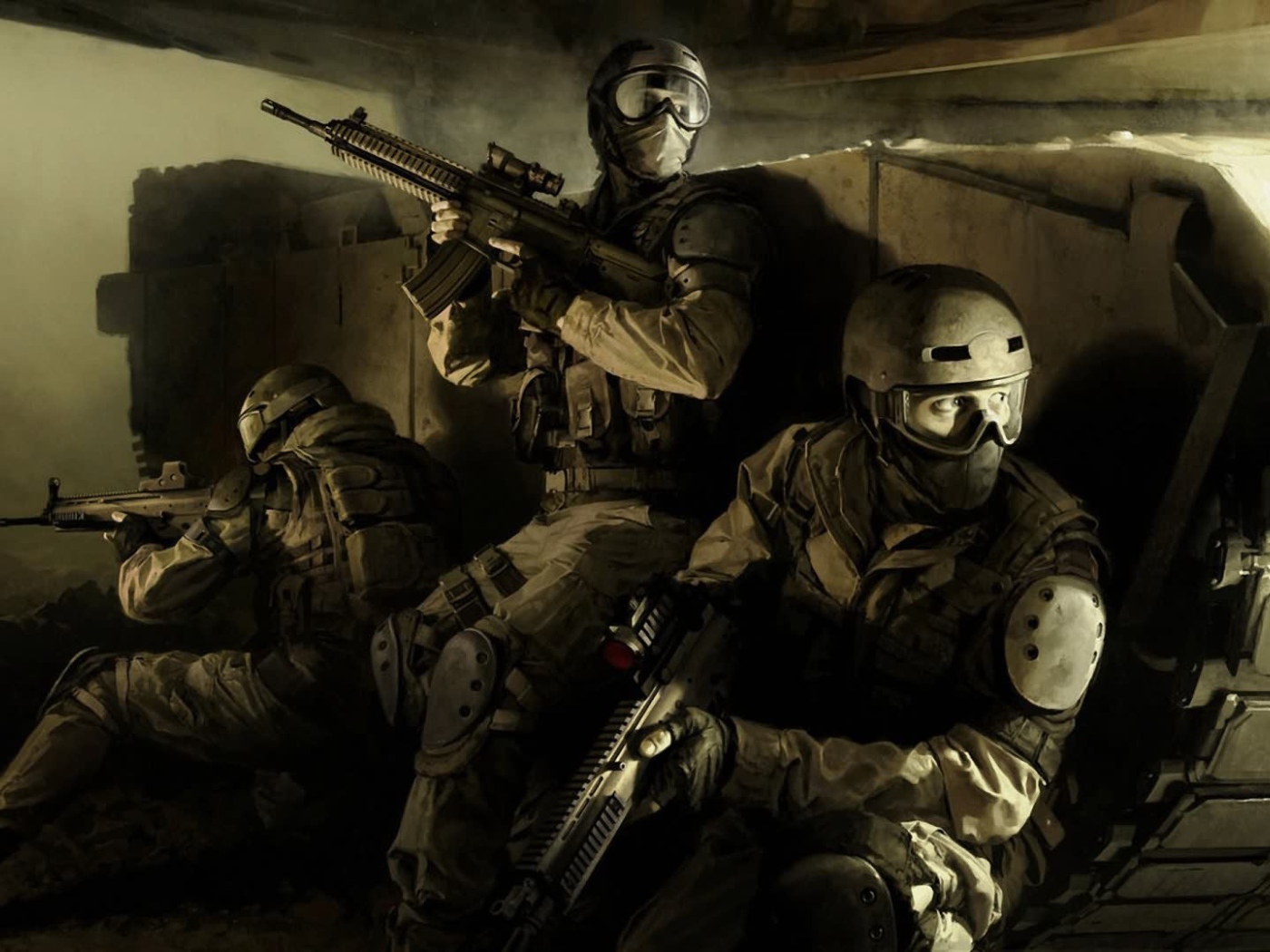 Бойцы спецназа за танком