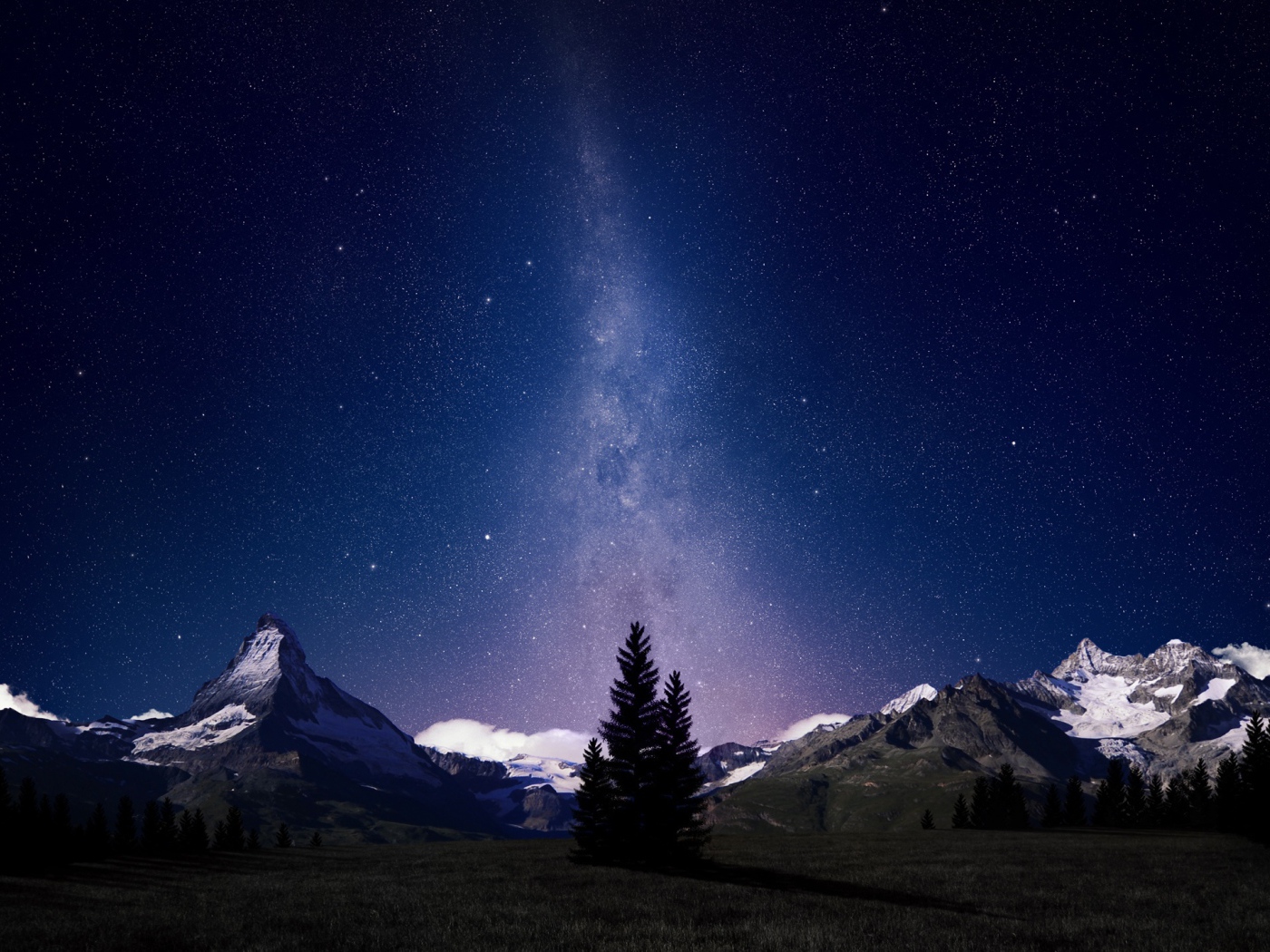 Ночное небо в Швейцарских Альпах