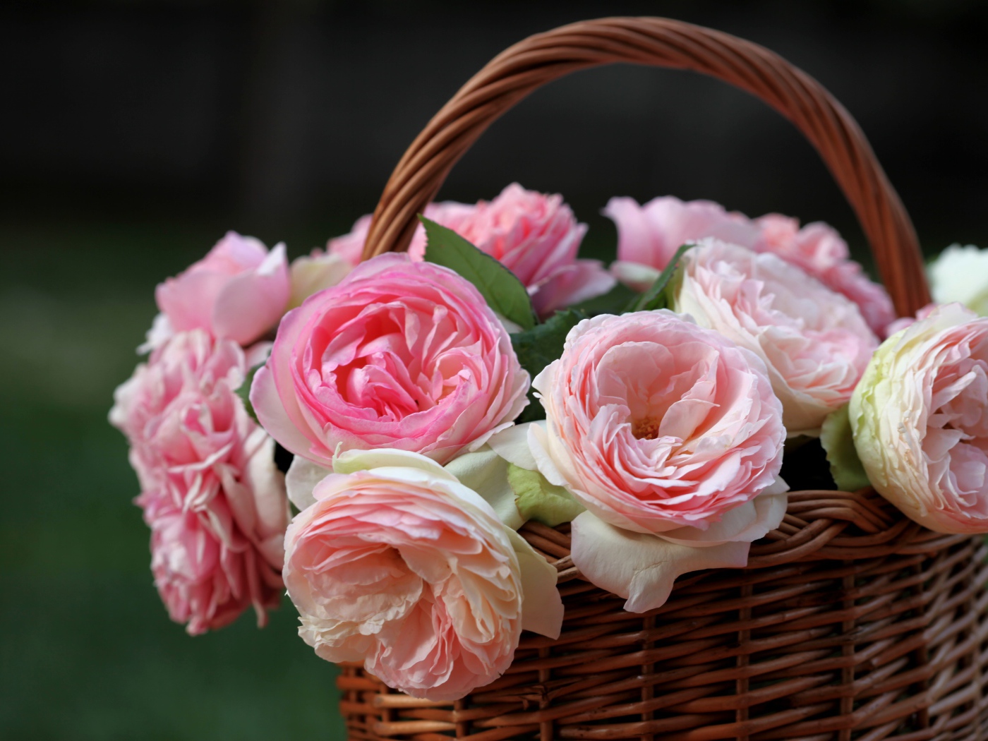 Корзина розовых цветков