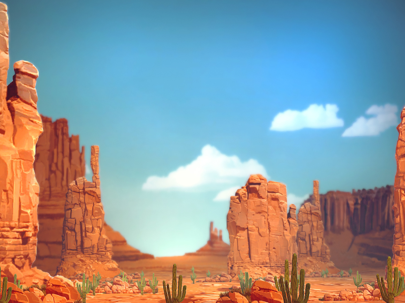 Кактусы в каньоне