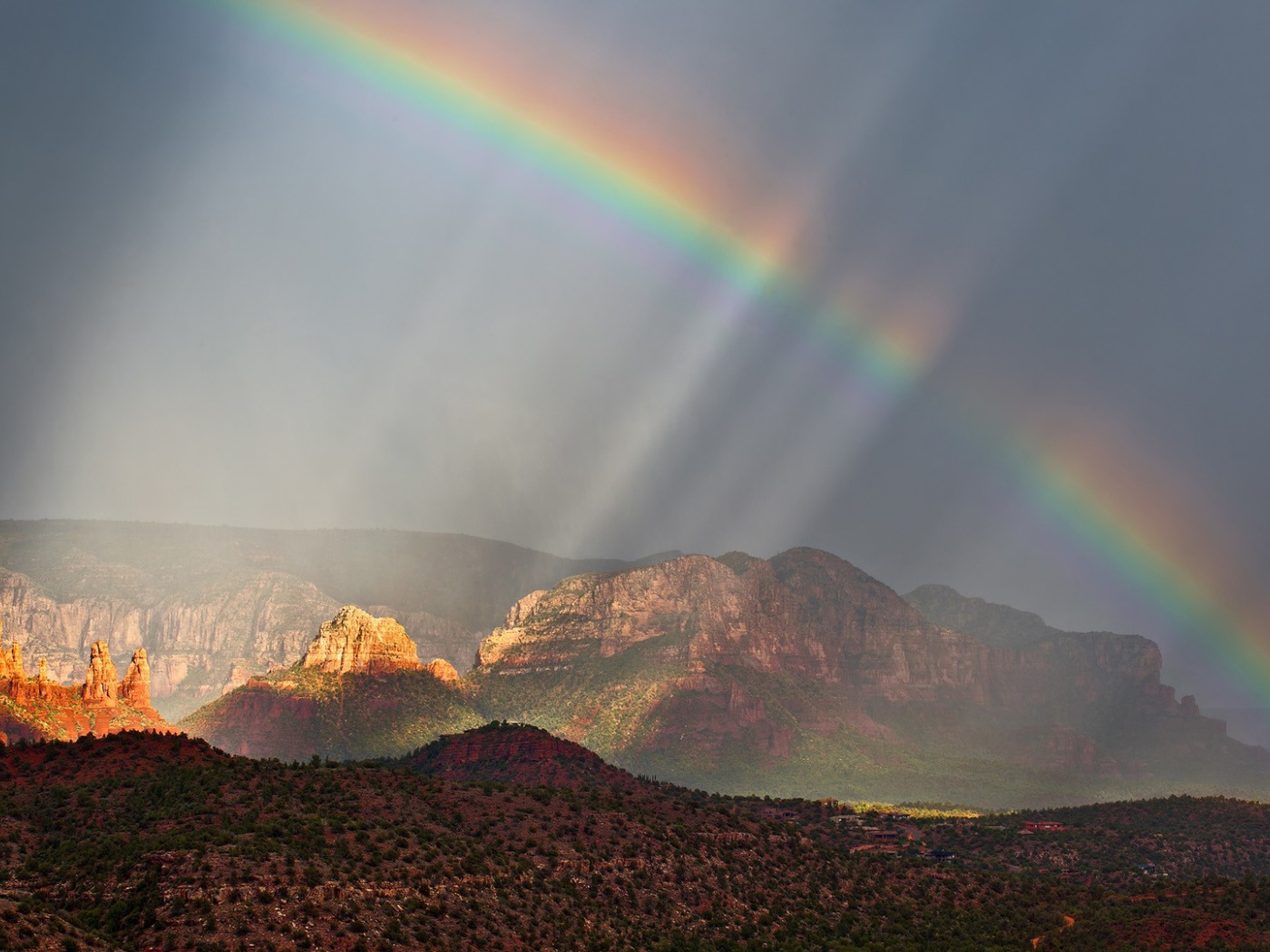 	   Rainbow over the mountains of Arizona