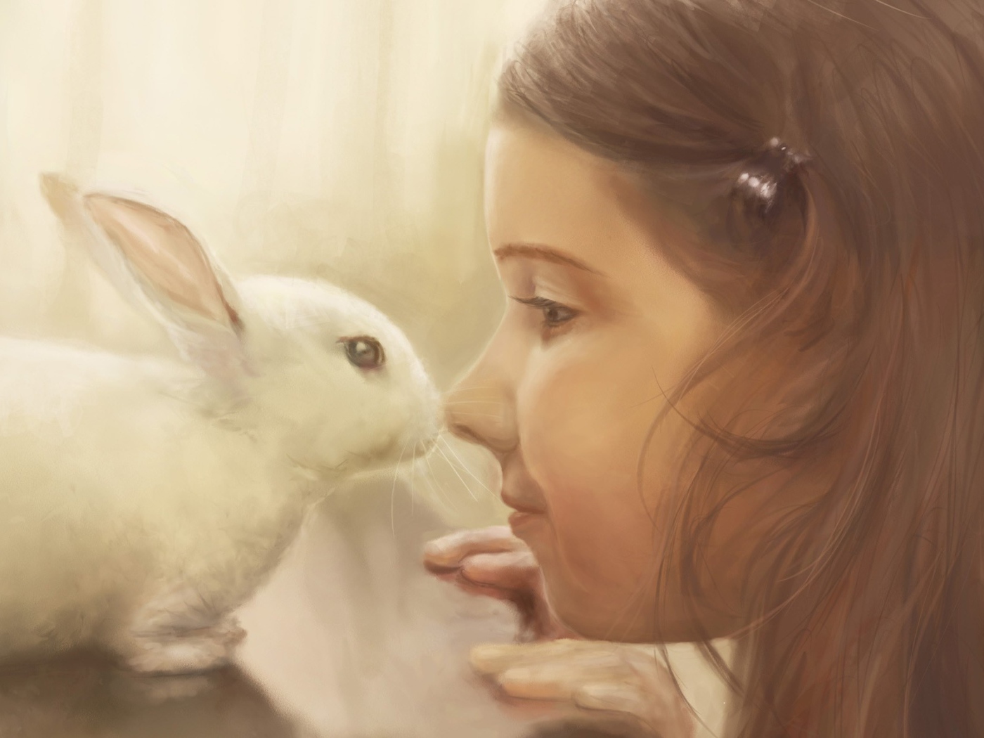 Рисунок девочки с кроликом