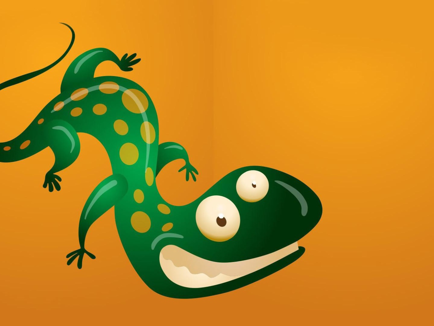 Ящерица на оранжевом фоне