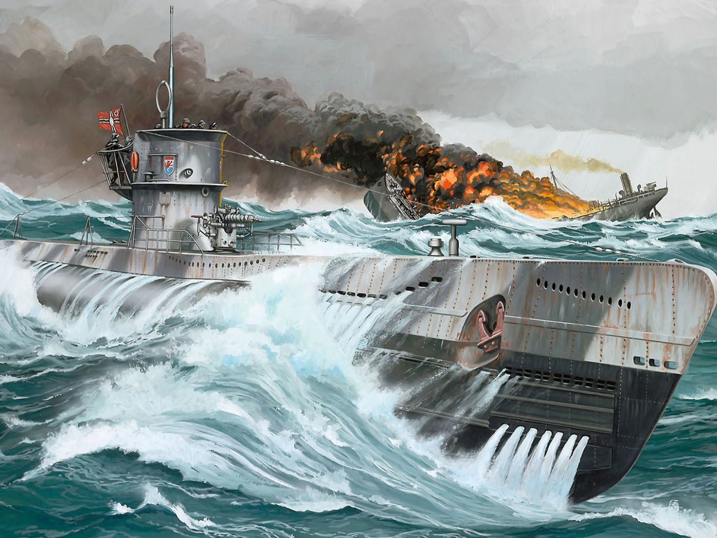 Немецкая подлодка выиграла бой