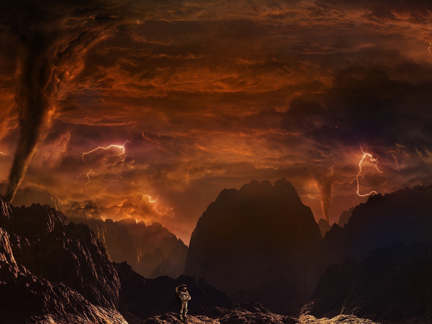 Космонавт на огненной планете