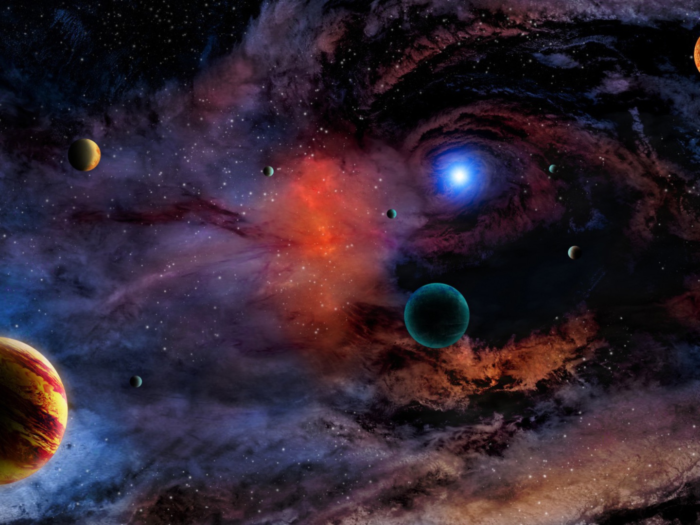 Много планет в спирали