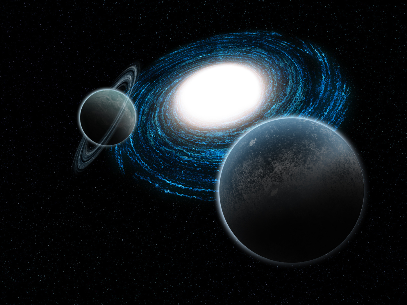 Спиральная галактика и планеты