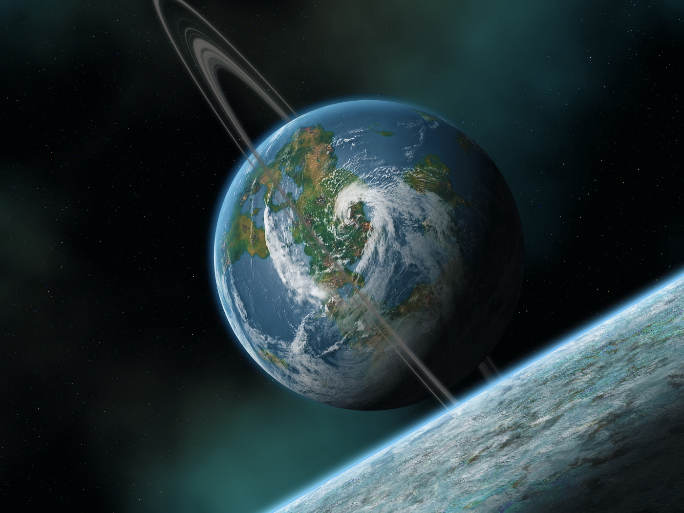 Планета с атмосферой и облаками