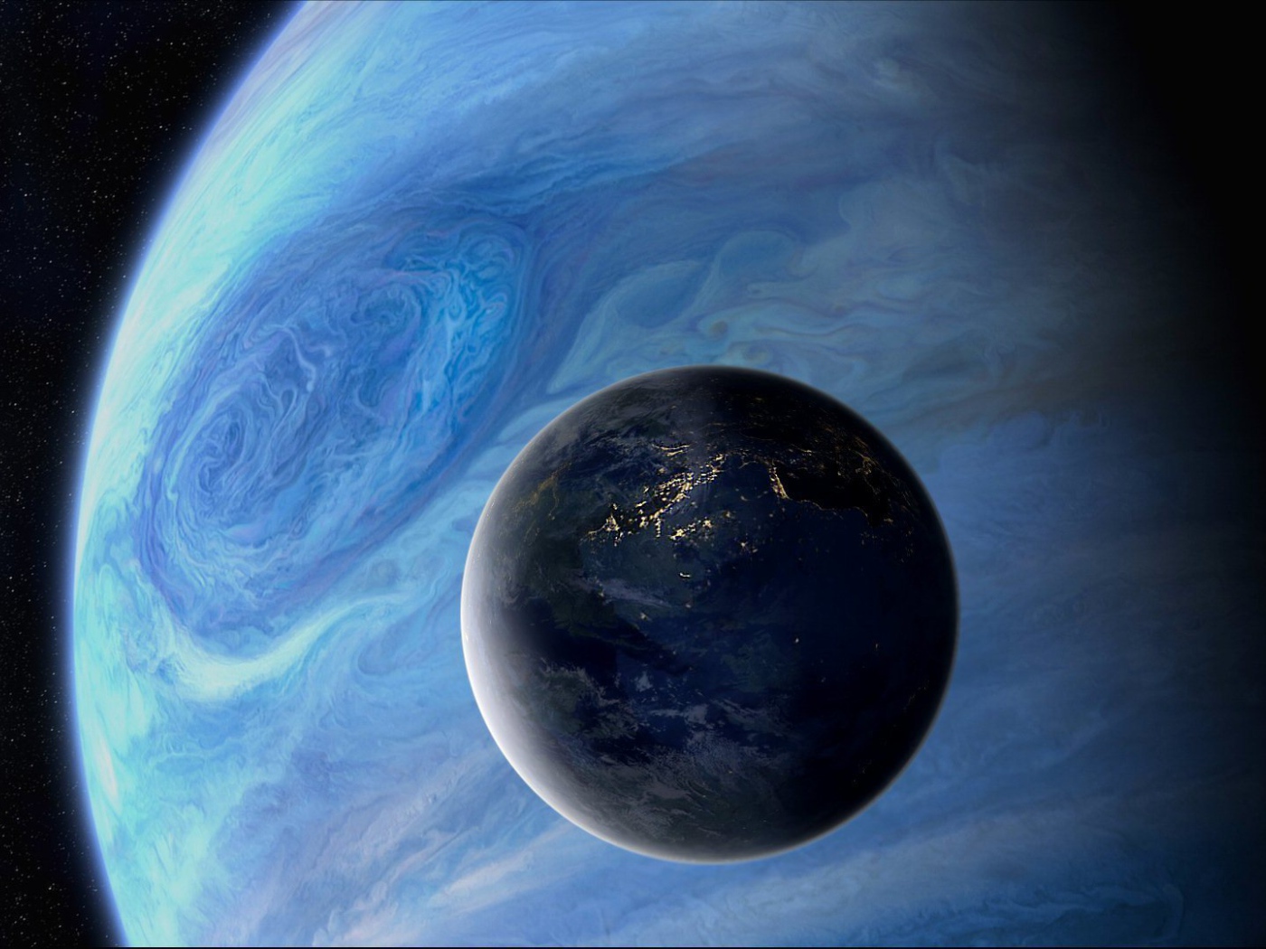 Огни городов на планете