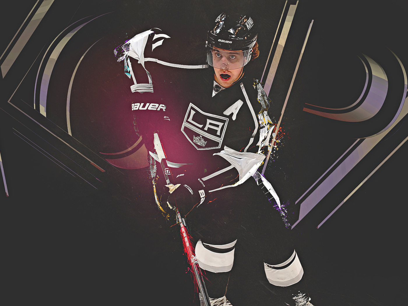 Анже Копитар на черном фоне